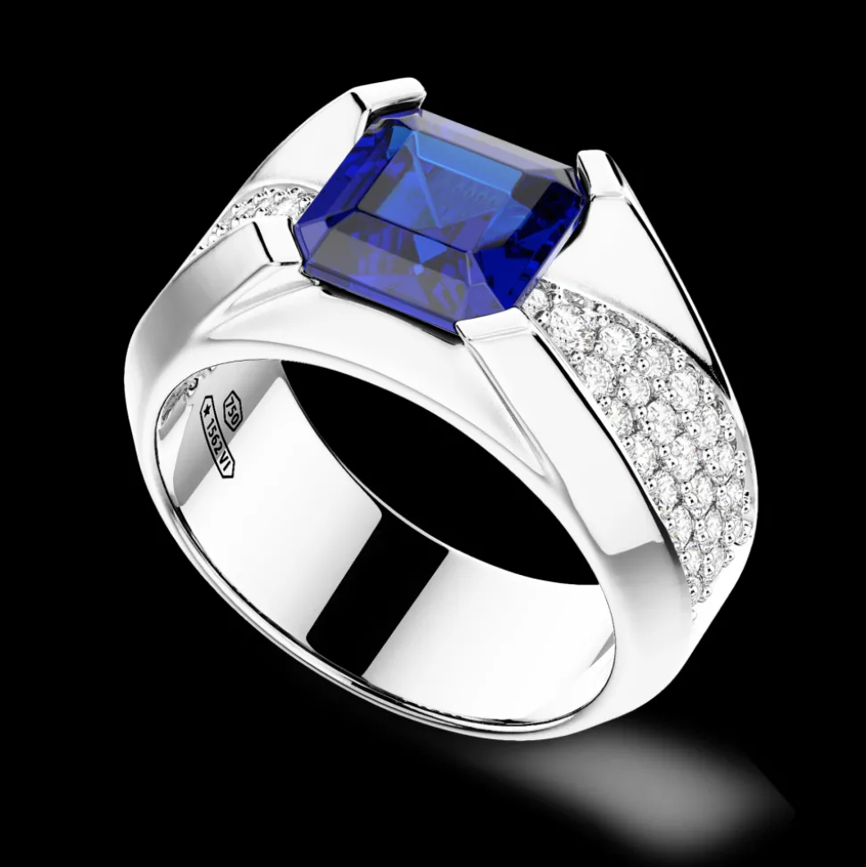 Anello Zancan in oro 18kt con zaffiro blu.