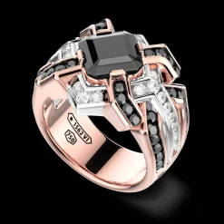 Anello Zancan in oro 18kt con diamante nero.