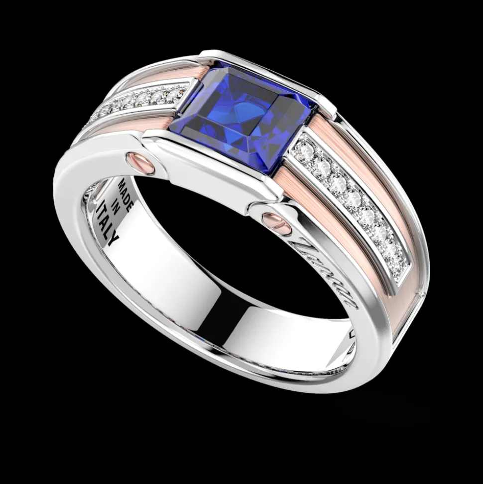Anello Zancan in oro 18kt con zaffiro blu.