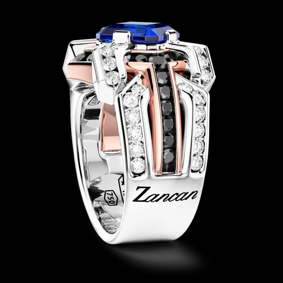 Anello Zancan in oro 18kt con zaffiro blu.