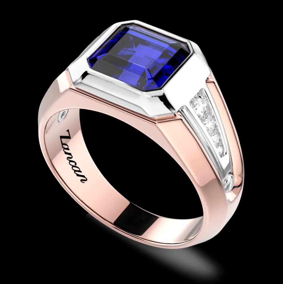 Anello Zancan in oro 18kt con zaffiro blu.