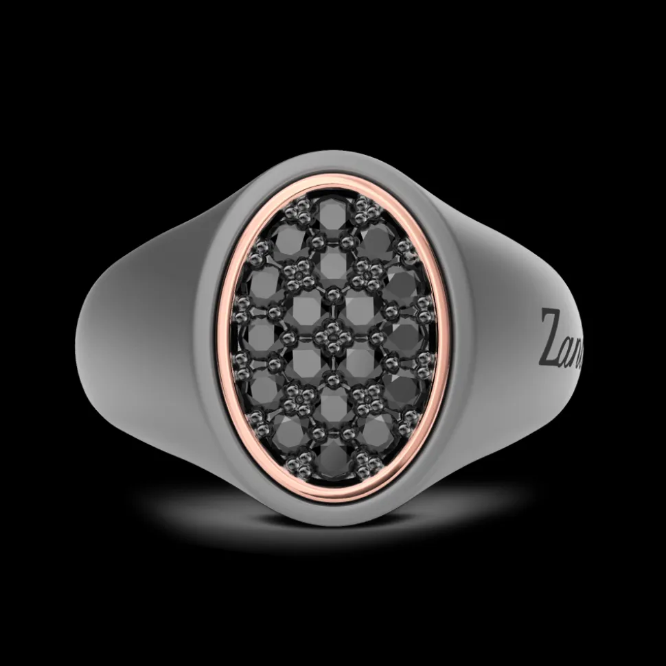 Anello Zancan in titanio, oro 18kt e diamanti.