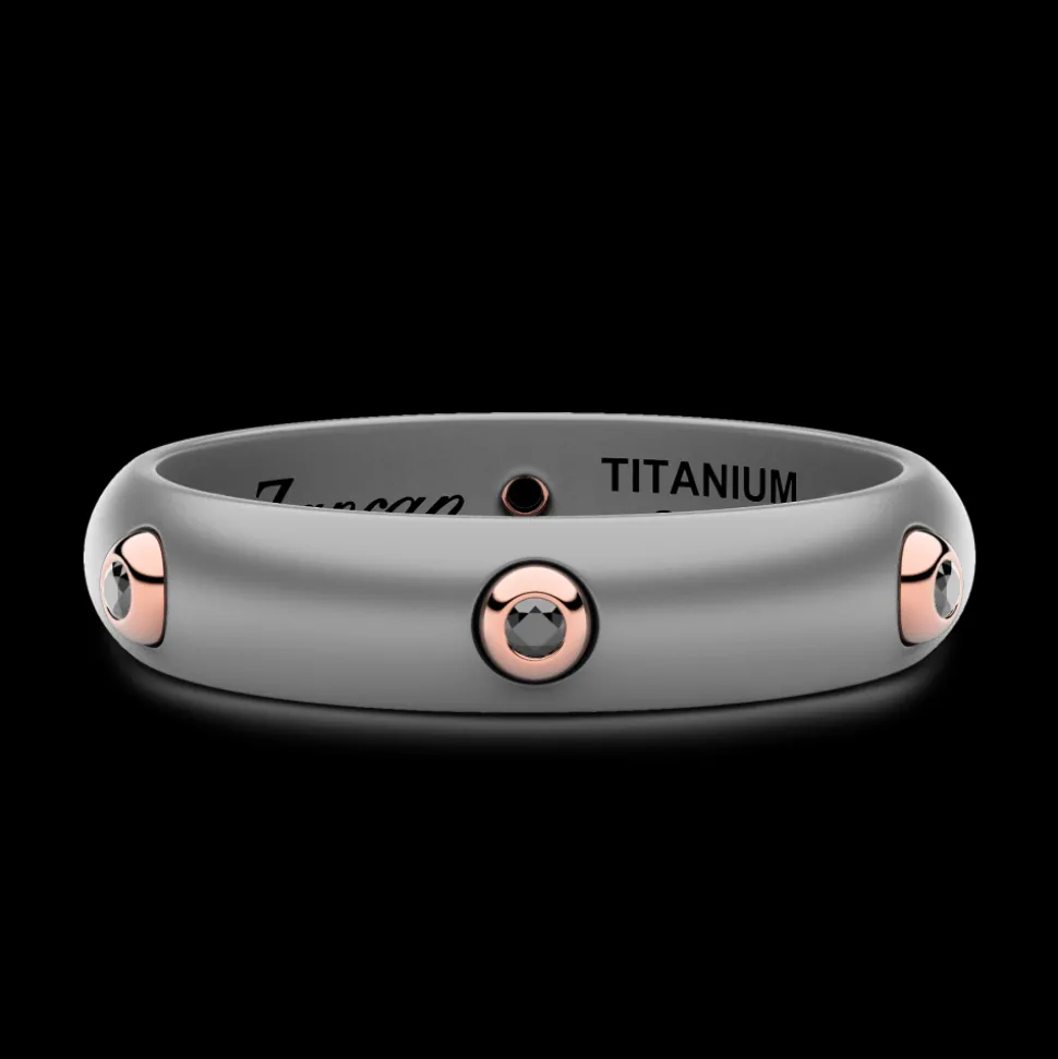 Anello Zancan in titanio, oro 18kt e diamanti neri – Design moderno ed esclusivo