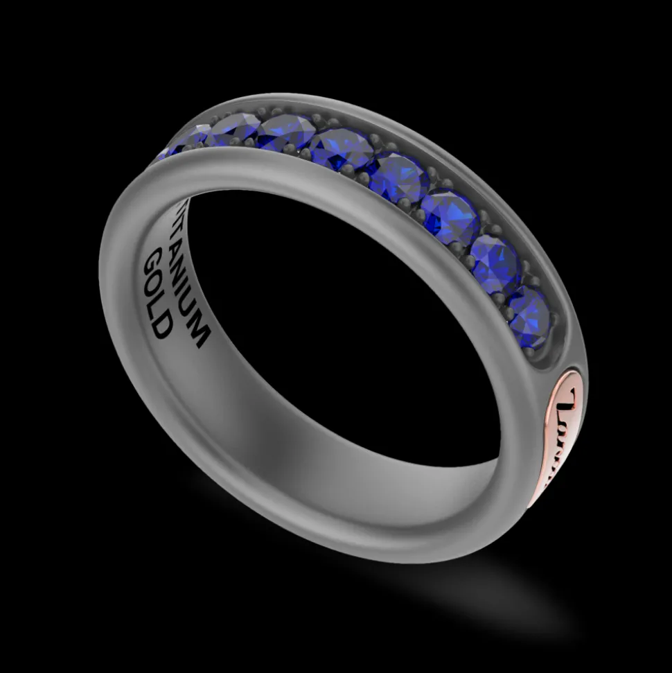 Anello Zancan in titanio, oro 18kt e diamanti neri