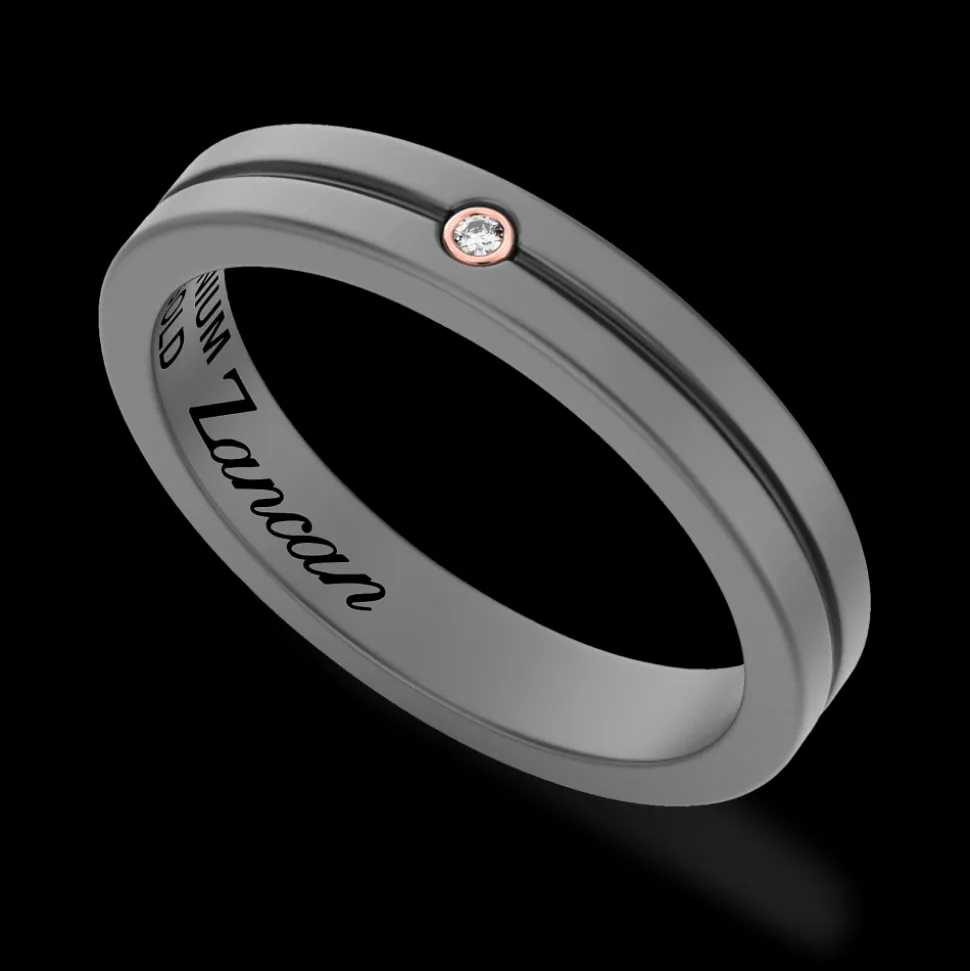 Anello Zancan in titanio, oro 18kt e diamanti neri – Design moderno ed esclusivo
