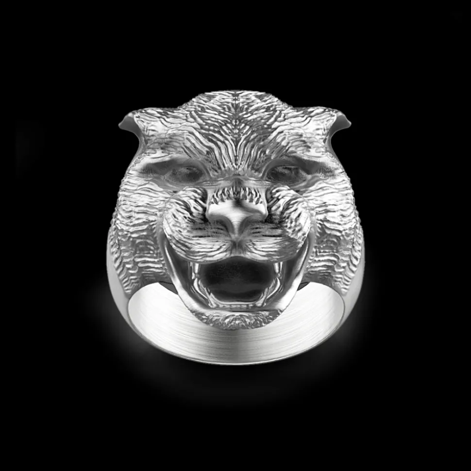 Anello Zancan pantera in argento con finitura vintage.