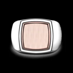 Anello Zancan quadrato in argento e oro rosa.