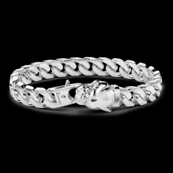 Bracciale a grumetta Zancan in argento con chiusura a testa di pantera.