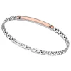 Bracciale a grumetta Zancan in argento con targa ed inserti in oro rosa.