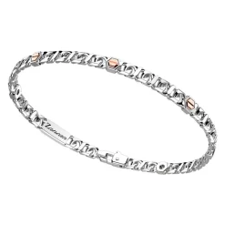 Bracciale a grumetta Zancan in argento con viti in oro rosa.