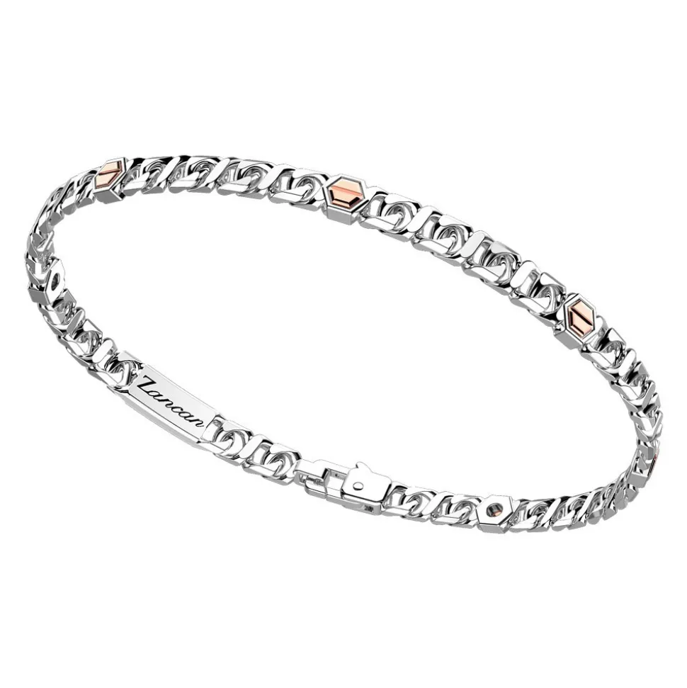 Bracciale a grumetta Zancan in argento con viti in oro rosa.