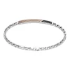 Bracciale a grumetta Zancan in argento con targa ed inserti in oro rosa e pietre nere.