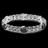 Bracciale a grumetta Zancan in argento con finitura striata in nero e pietre onice.