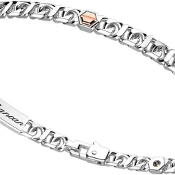 Bracciale a grumetta Zancan in argento con viti in oro rosa.