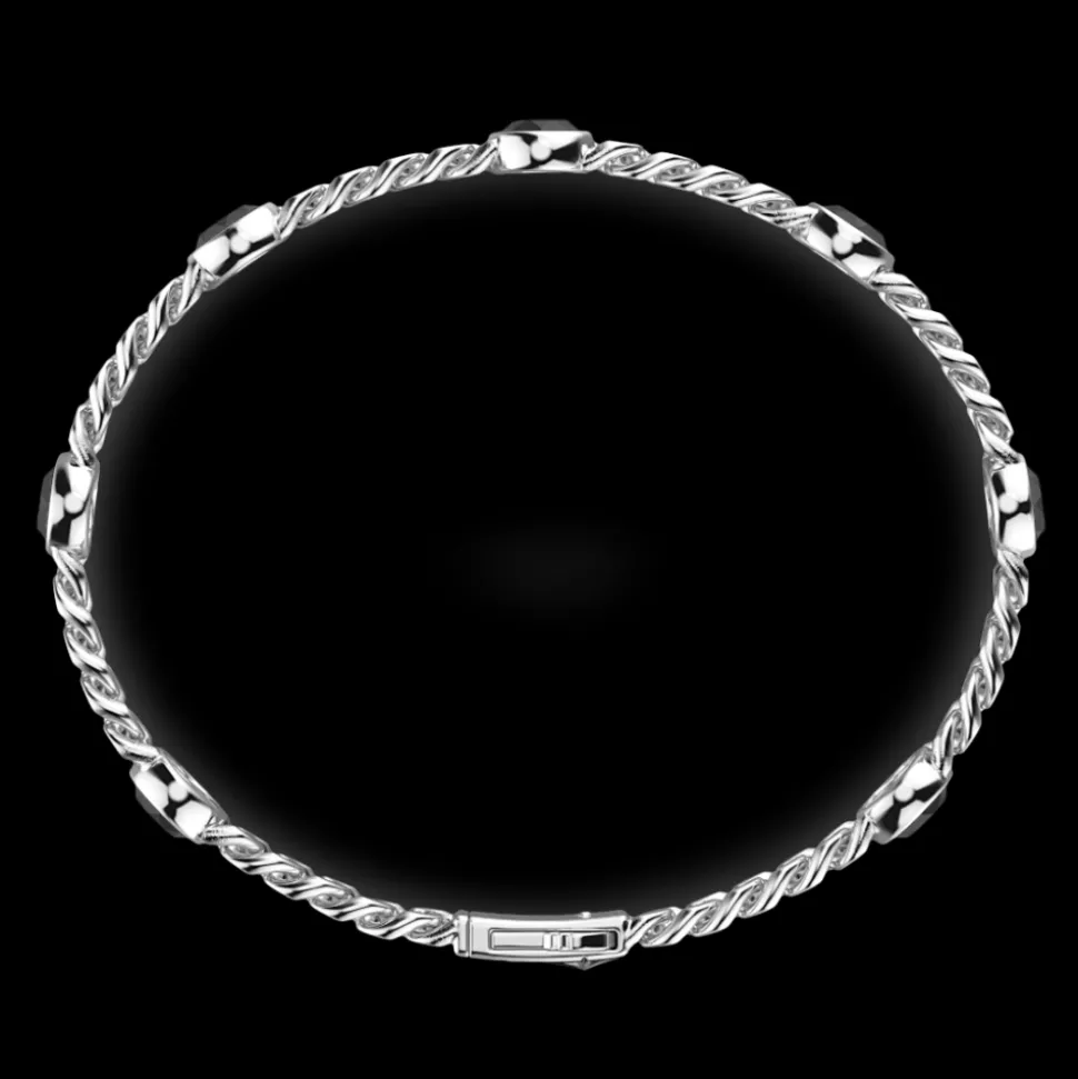 Bracciale a grumetta Zancan in argento con pietre nere.