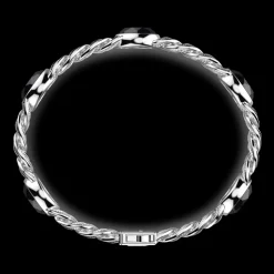 Bracciale a grumetta Zancan in argento con finitura striata in nero e pietre onice.
