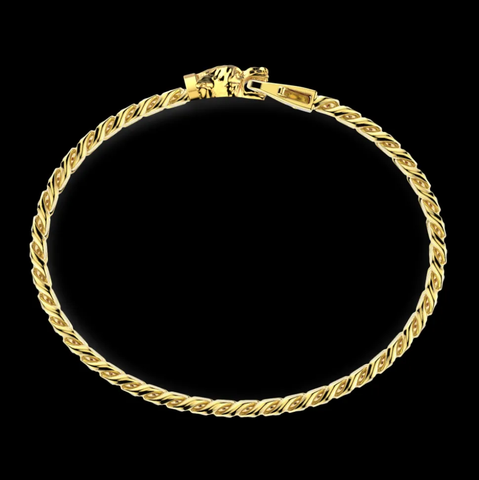 Bracciale a grumetta Zancan in argento con chiusura a testa di lupo.