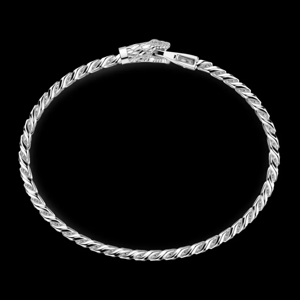 Bracciale a grumetta Zancan in argento con chiusura a testa di serpente.