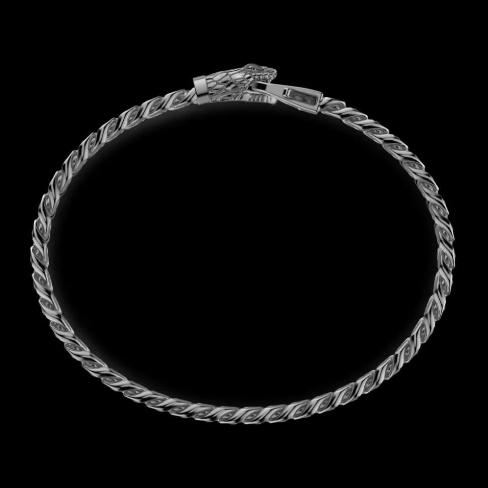 Bracciale a grumetta Zancan in argento con chiusura a testa di serpente.