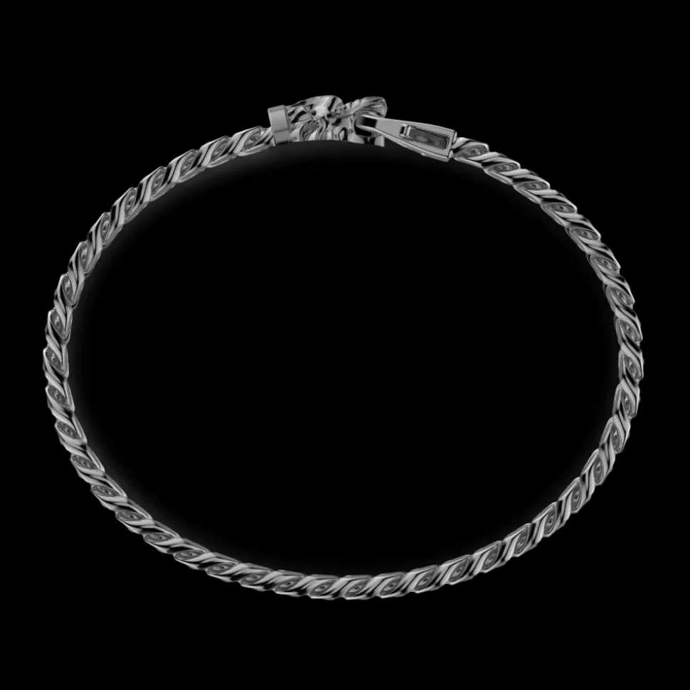 Bracciale a grumetta Zancan in argento con chiusura a testa di leone.