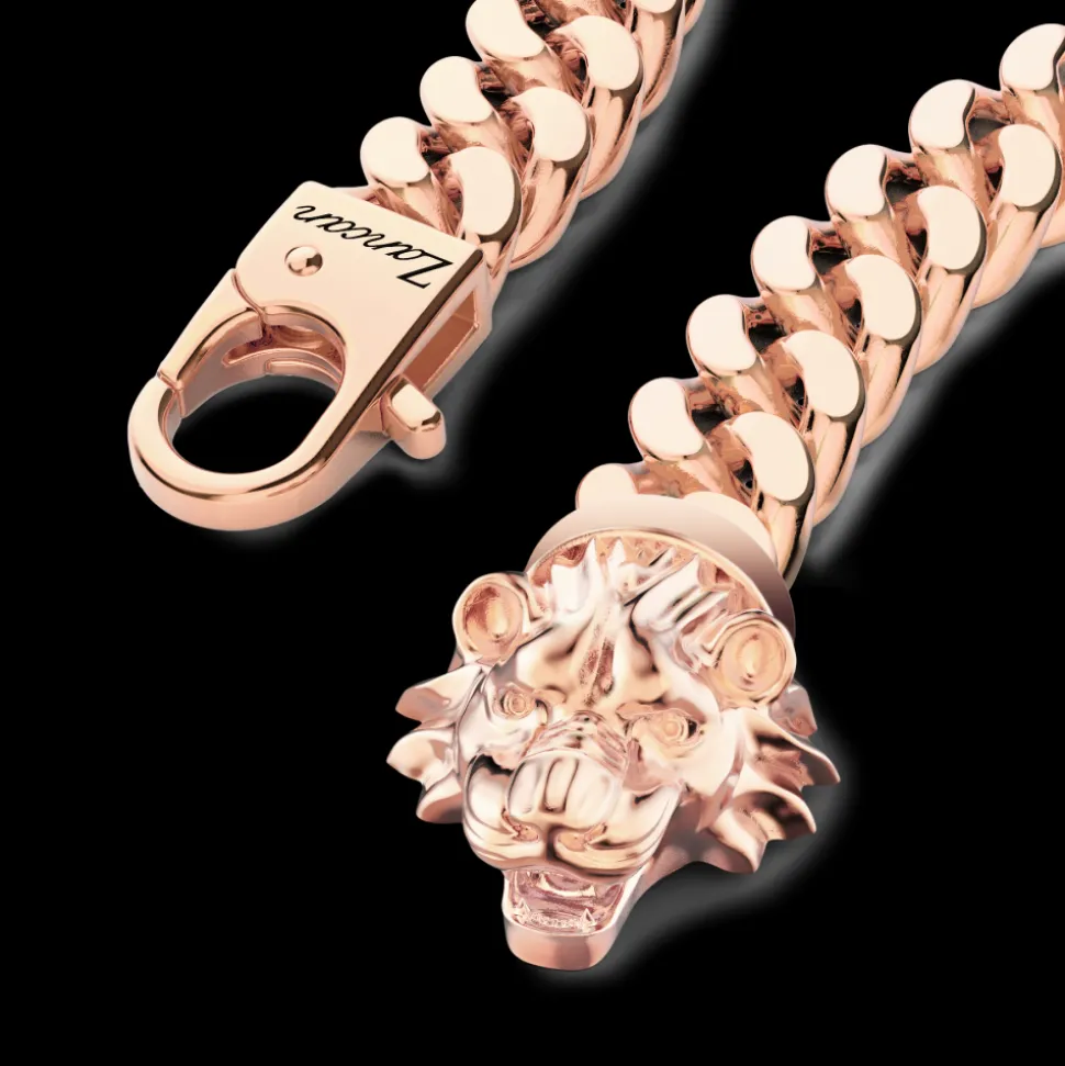 Bracciale a grumetta Zancan in argento con chiusura a testa di leone.