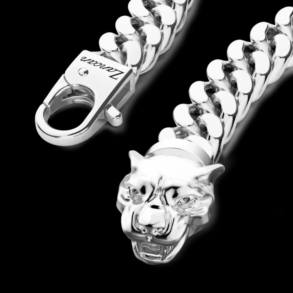 Bracciale a grumetta Zancan in argento con chiusura a testa di pantera.