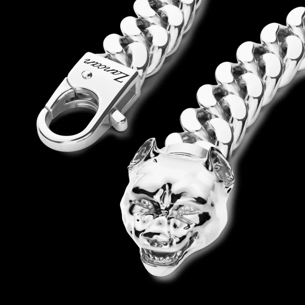 Bracciale a grumetta Zancan in argento con chiusura a testa di pitbull.