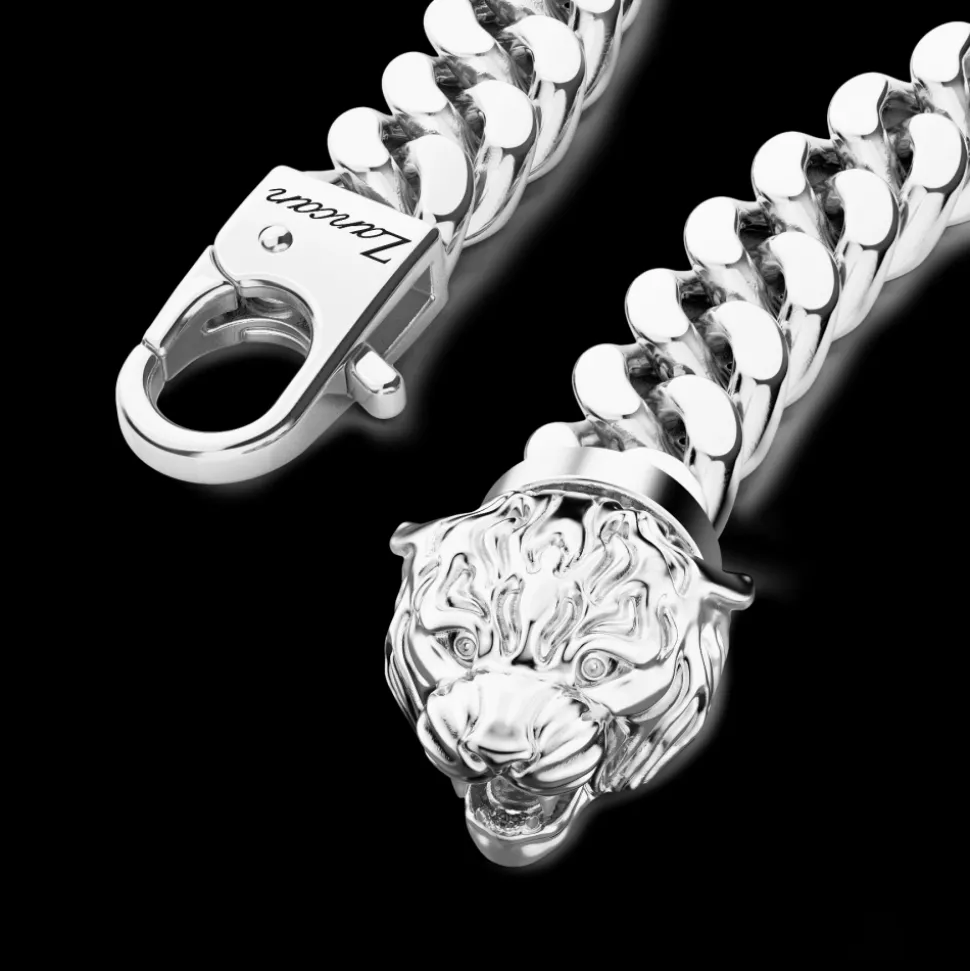 Bracciale a grumetta Zancan in argento con chiusura a testa di tigre.