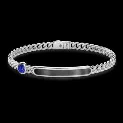 Bracciale a grumette Zancan in argento con targa e pietre lapis.