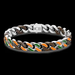 Bracciale a grumette Zanca in argento e ceramica con maglie smaltate.
