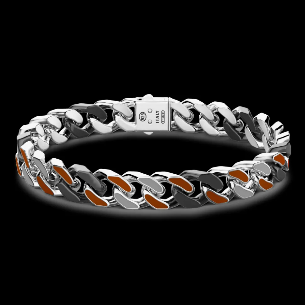 Bracciale a grumette Zanca in argento e ceramica con maglie smaltate.