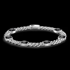 Bracciale a grumette Zancan in argento con pietre nere.