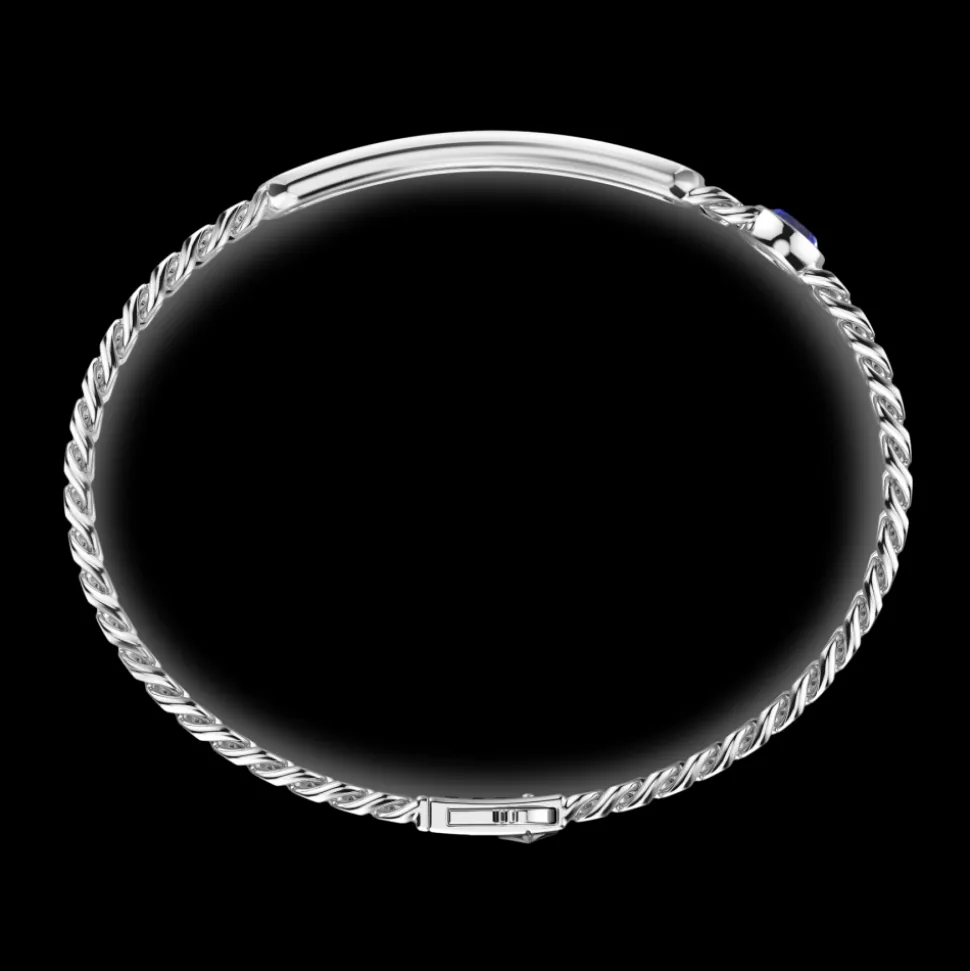 Bracciale a grumette Zancan in argento con targa e pietre lapis.