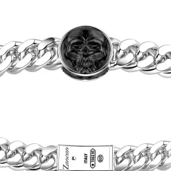 Bracciale a grumette Zancan in argento con teschi.