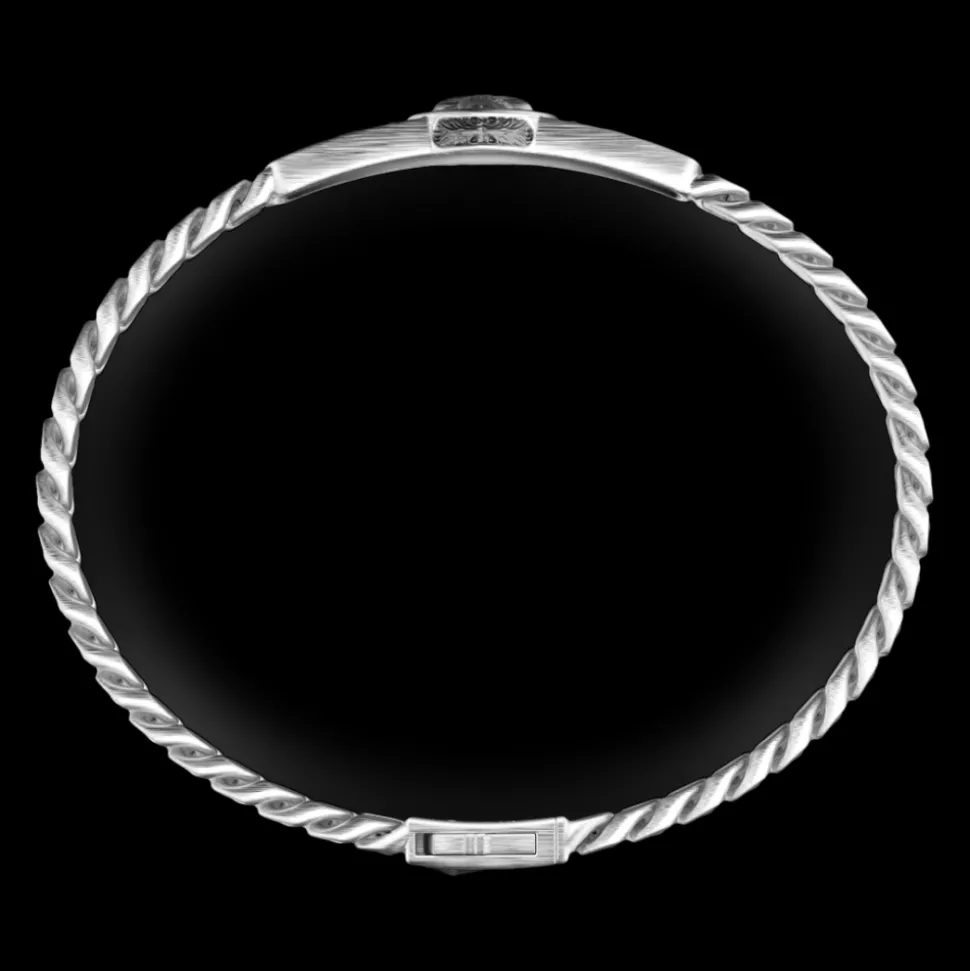 Bracciale a grumette Zancan in argento con targa e teschio.
