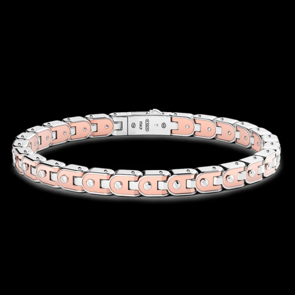 Bracciale da uomo Zancan in argento e oro rosa.