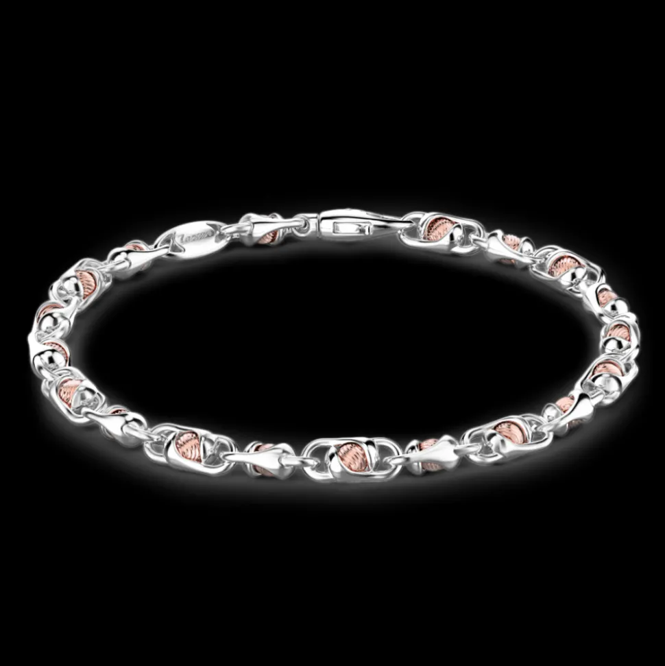 Bracciale da uomo Zancan catena in argento e oro rosa.
