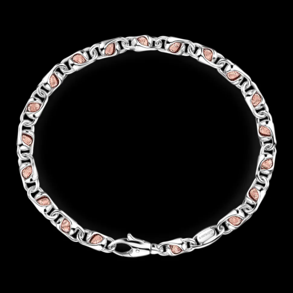 Bracciale da uomo Zancan catena in argento e oro rosa.