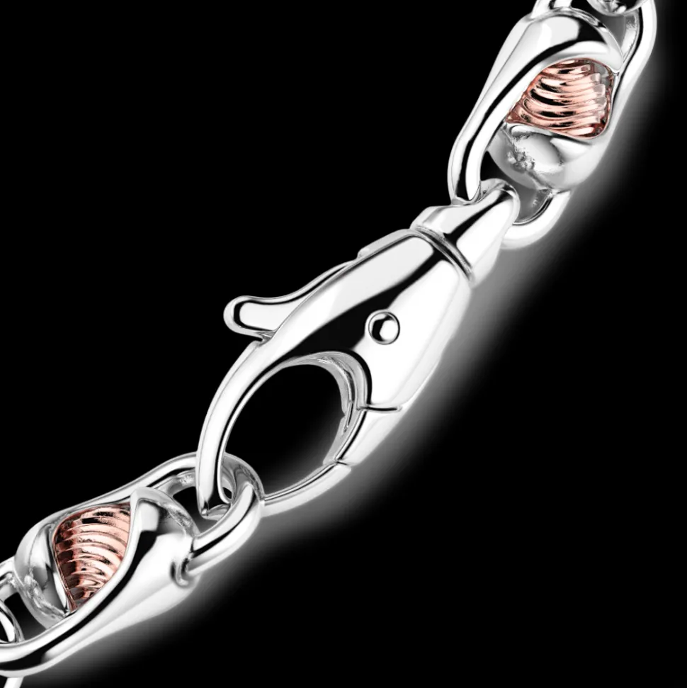 Bracciale da uomo Zancan catena in argento e oro rosa.