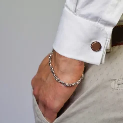 Bracciale da uomo Zancan catena in argento e oro rosa.