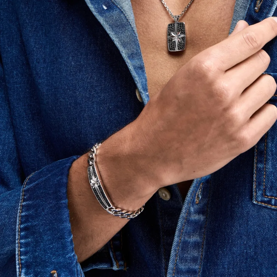 Bracciale grumetta Zancan in argento con pietre nere.