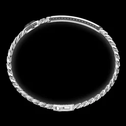 Bracciale grumette Zancan in argento con targa e pietra nera.