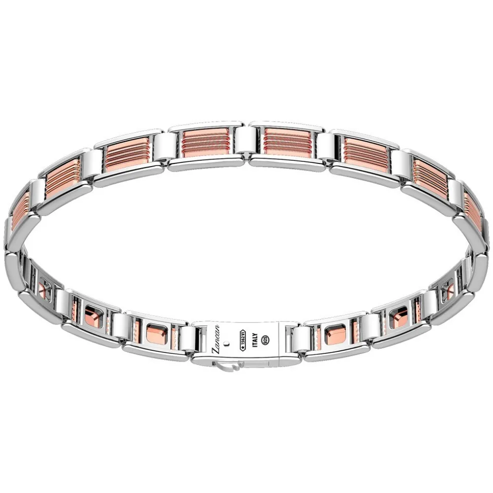 Bracciale solo maglia Zancan in oro rosa 18k ed argento.