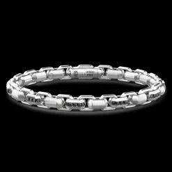 Bracciale solo maglia Zancan in argento con pietre nere.