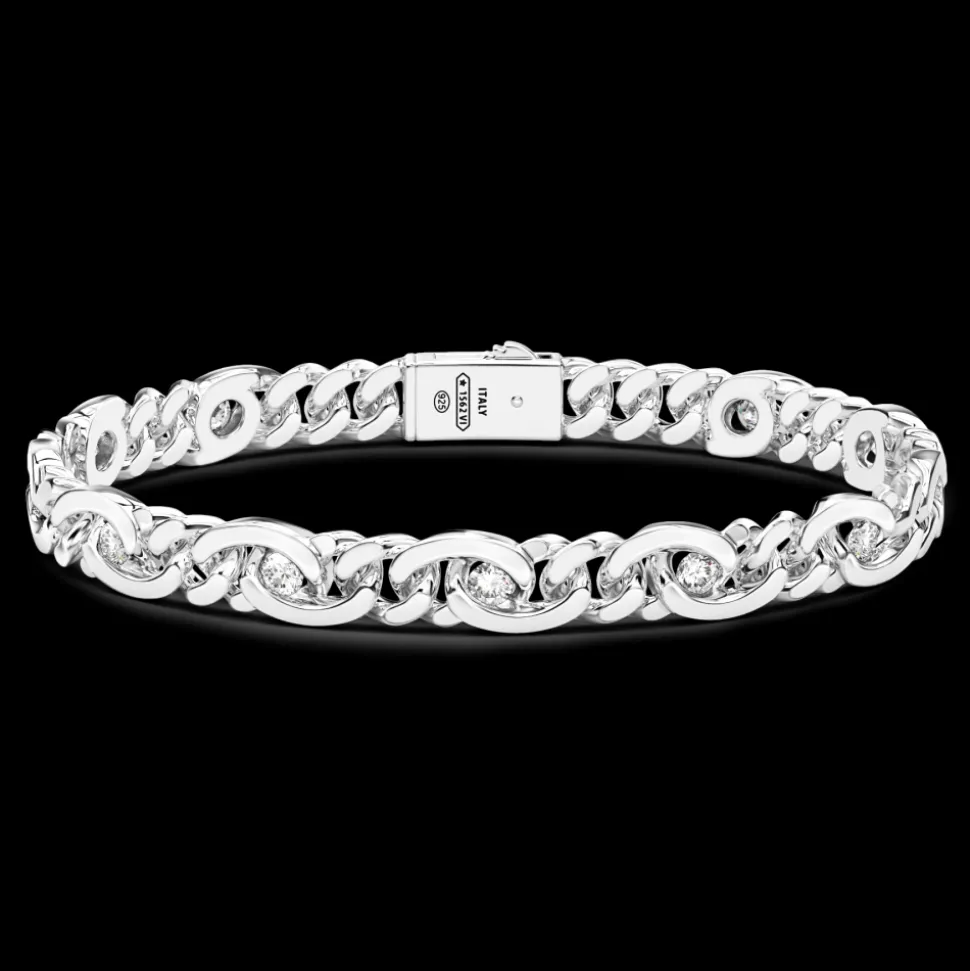 Bracciale solo maglia Zancan in argento con pietre.