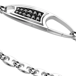 Bracciale solo maglia Zancan in argento con pietre nere.