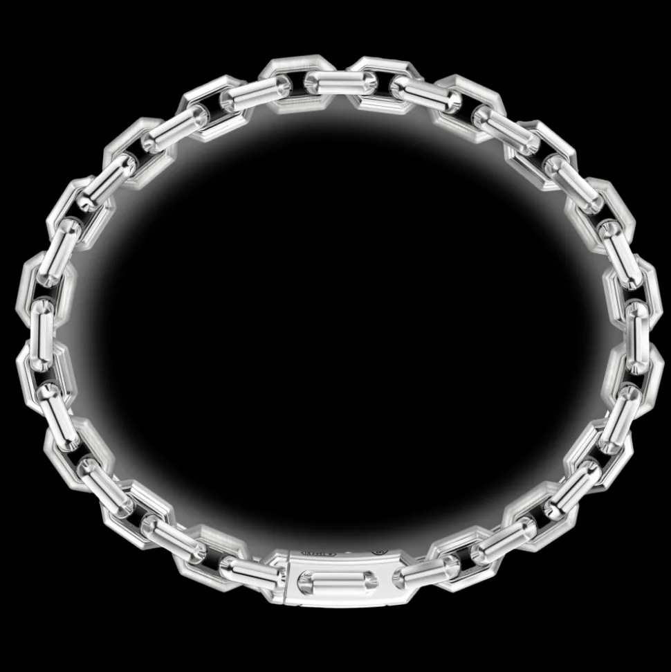 Bracciale solo maglia Zancan in argento con pietre nere.