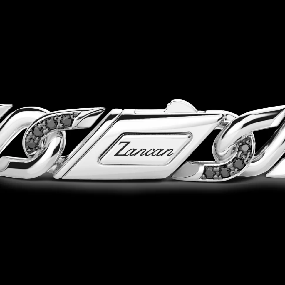 Bracciale solo maglia Zancan in argento con pietre nere.
