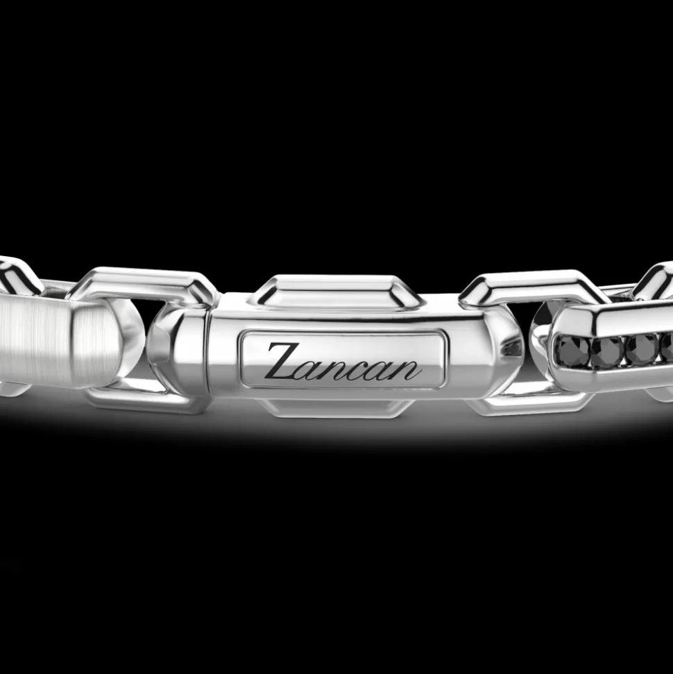 Bracciale solo maglia Zancan in argento con pietre nere.