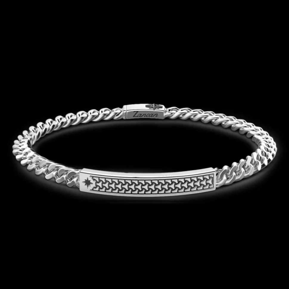 Bracciale Zancan a grumette in argento con targa.